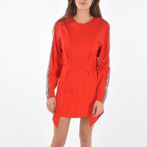 PHILIPP PLEIN COUTURE DOUBLE ZIP SIDE YOU ARE TOO FAST DAY ASYMMETRIC DRESS